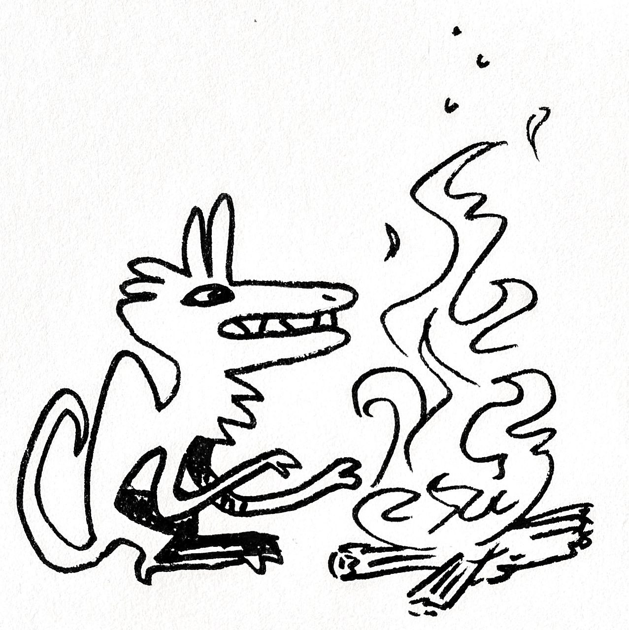A little guy by the fire
